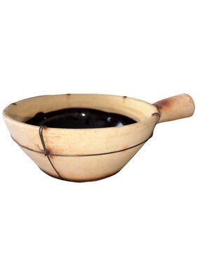 KS Clay & Wire Primitive Cooking Bowl W/Handles Glazed Stoneware Vintage Crock